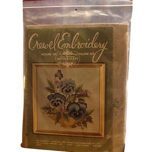 Vintage Elsa Williams Needlecraft Creations Crewel Embroidery Pansies NIP